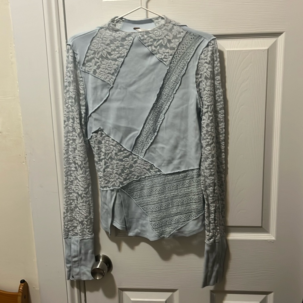 light blue lacy long sleeve